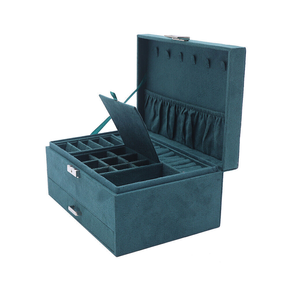 3 Layers Jewelry Box Organizer Large Capacity Ring Earring Necklace Storage New