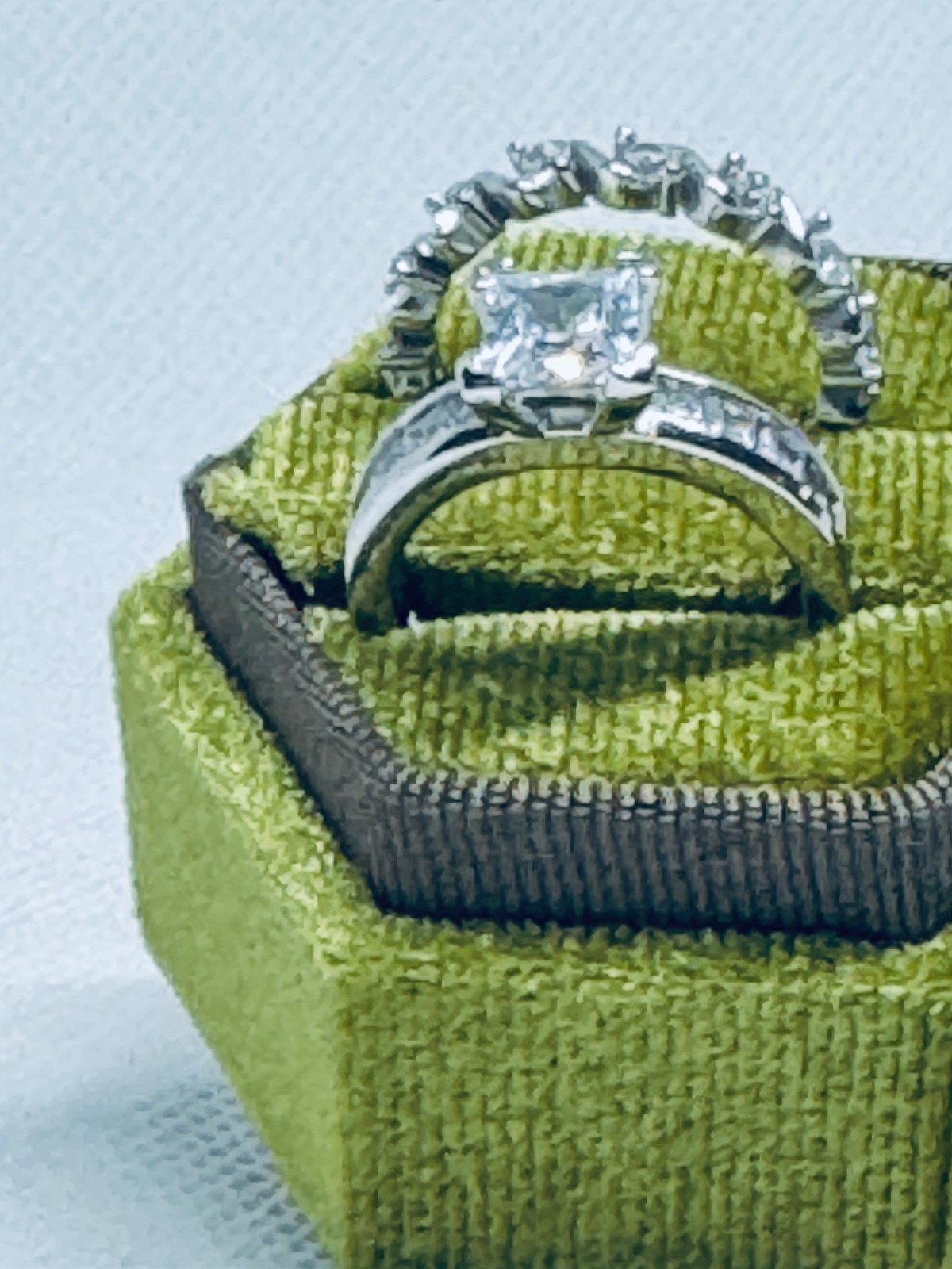Silver Tone Bridal Ring Set Princess Cut Simulated Diamond Fashion Jewelry