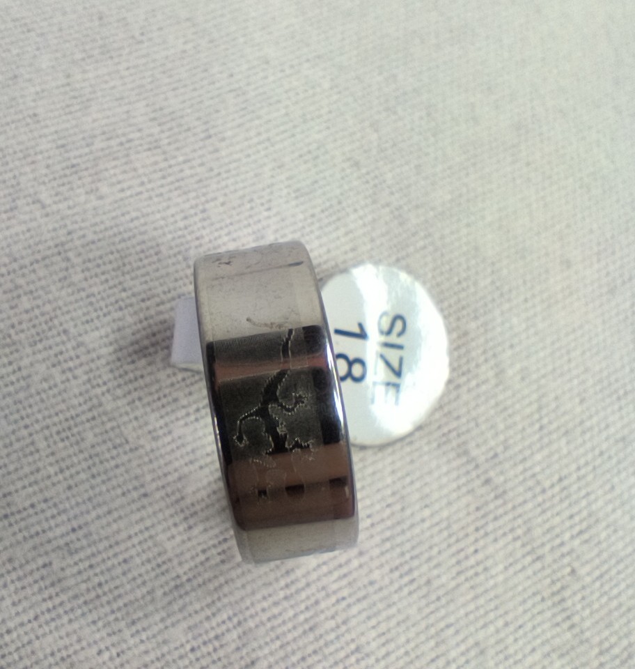Stainless Steel Ring Band Laser Etched Variation Size 18