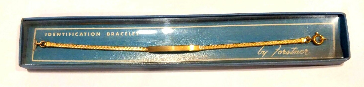 NOS Antique Forstner Yellow Gold Filled ID Identification BRACELET Engrave H312B