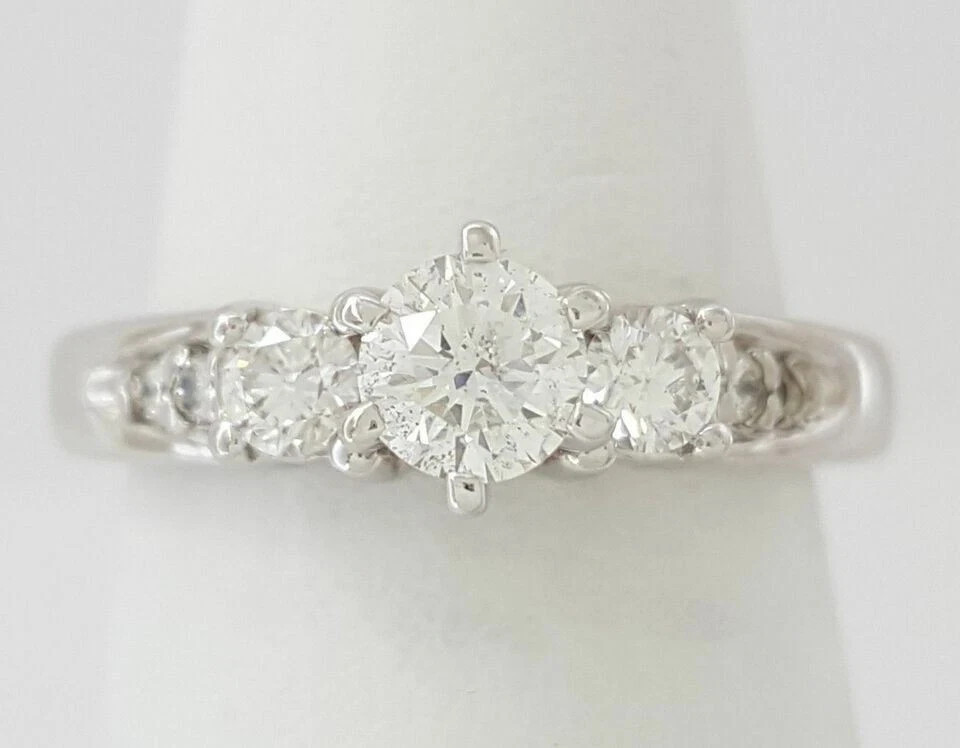 2.00 Ct Round lab created Diamond Three Stone Engagement Ring 14K White Fn