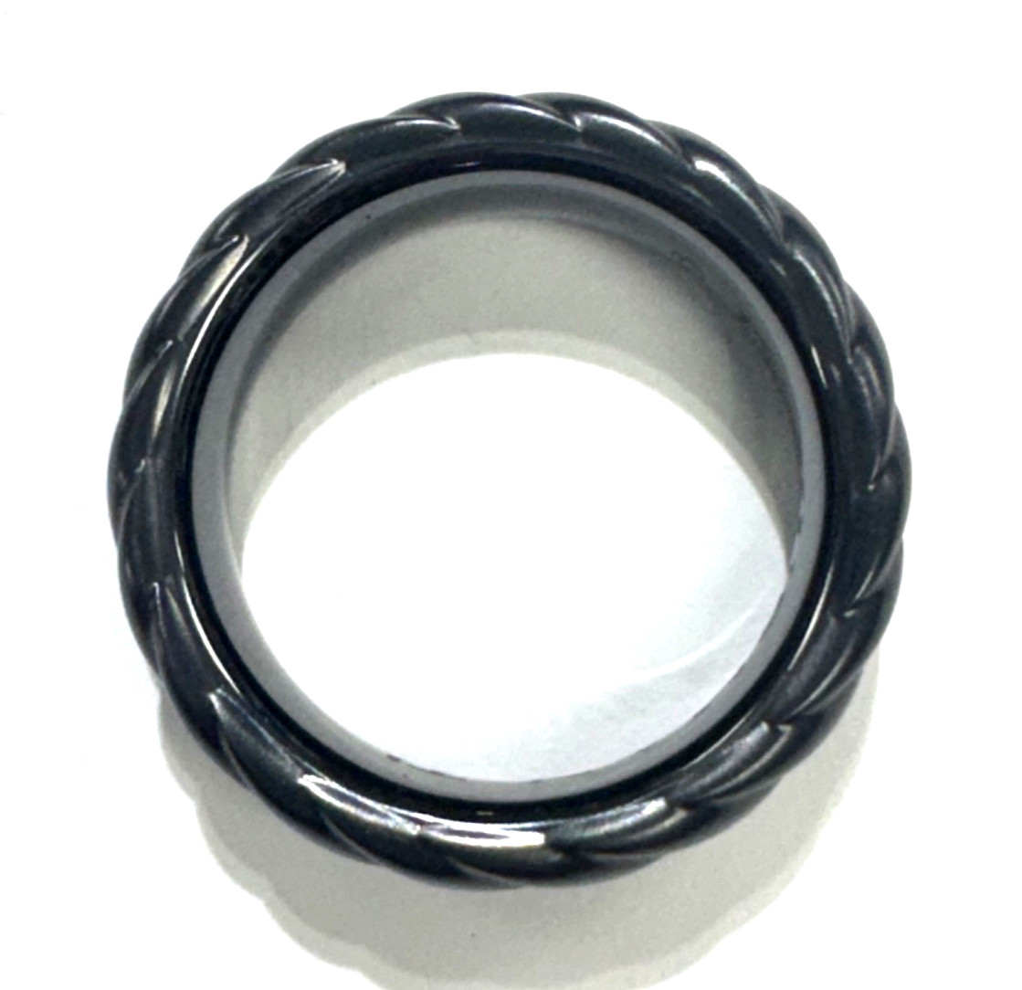 DAVID YURMAN Chevron Band Ring Black Titanium 9MM Size 10