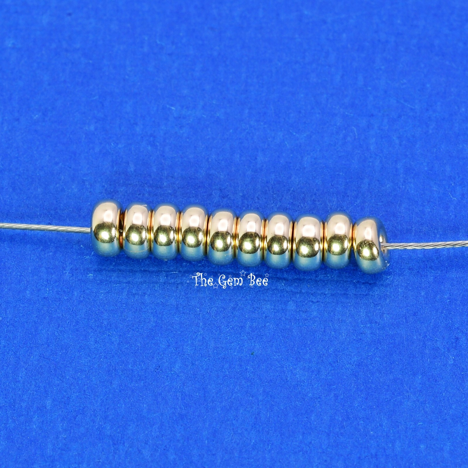 4.2mm 14k Solid Gold Smooth Donut Rondelle Bead Spacer (10)