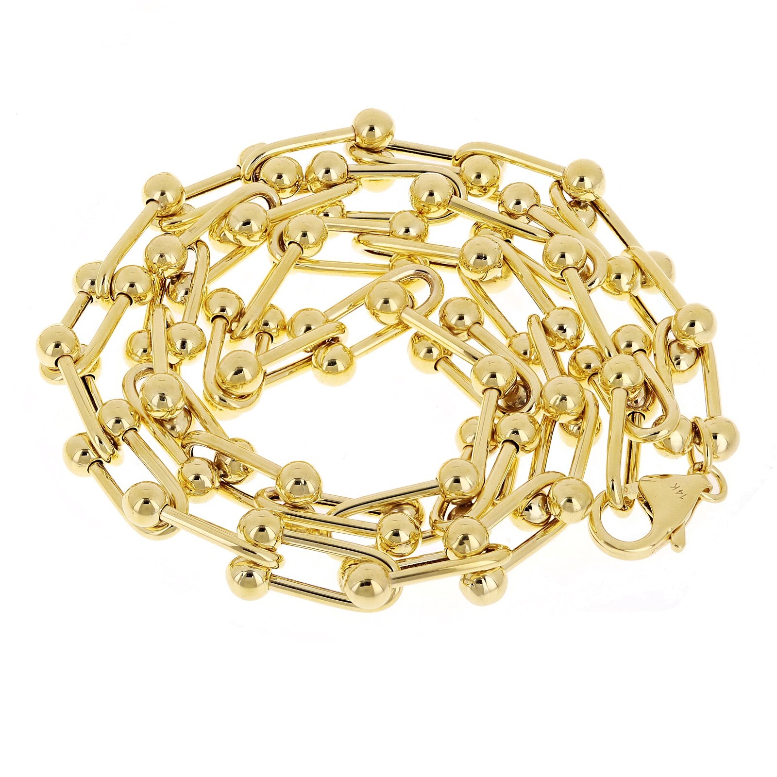 Italian 14k Yellow Gold Semi-Solid U-Link Chain Necklace 17.75″ 8mm 17.8 grams