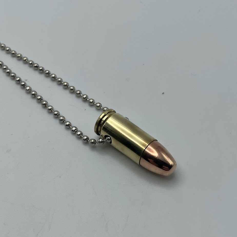 Bullet Necklace or Mirror Hanger with Dog Tag Chain