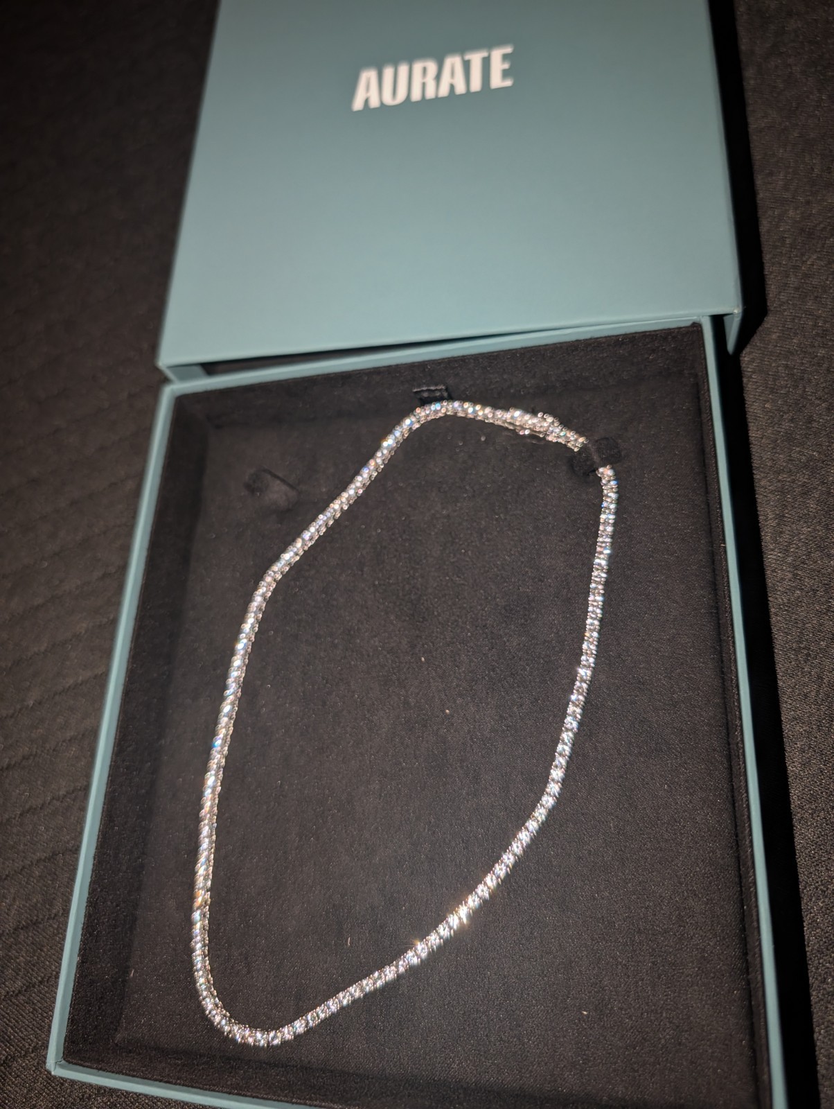 Aurate New York White Sapphire Tennis Necklace 17in 13Ct New In Box