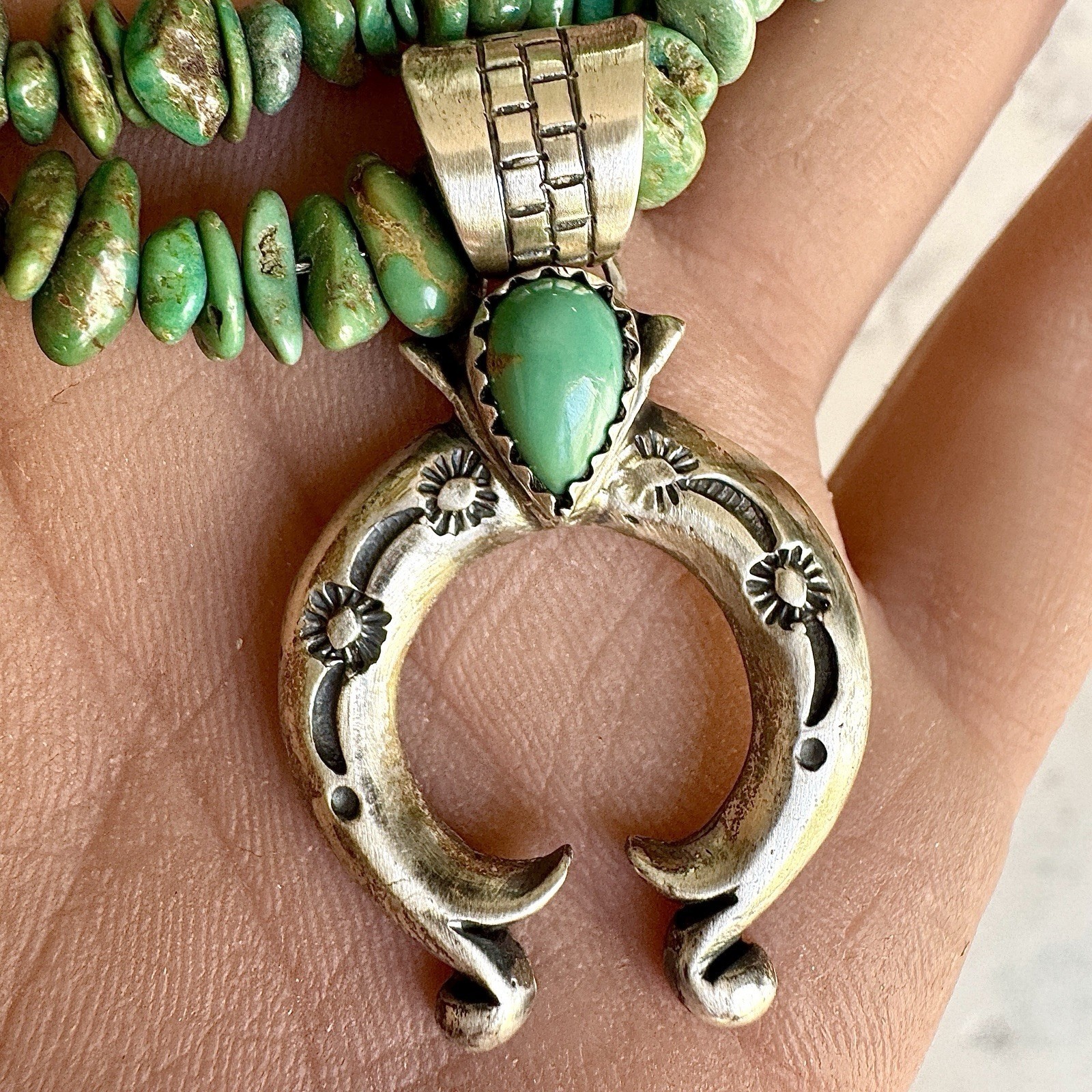 Navajo Naja Necklace Turquoise 17in Sterling Native American Layering Louise Joe