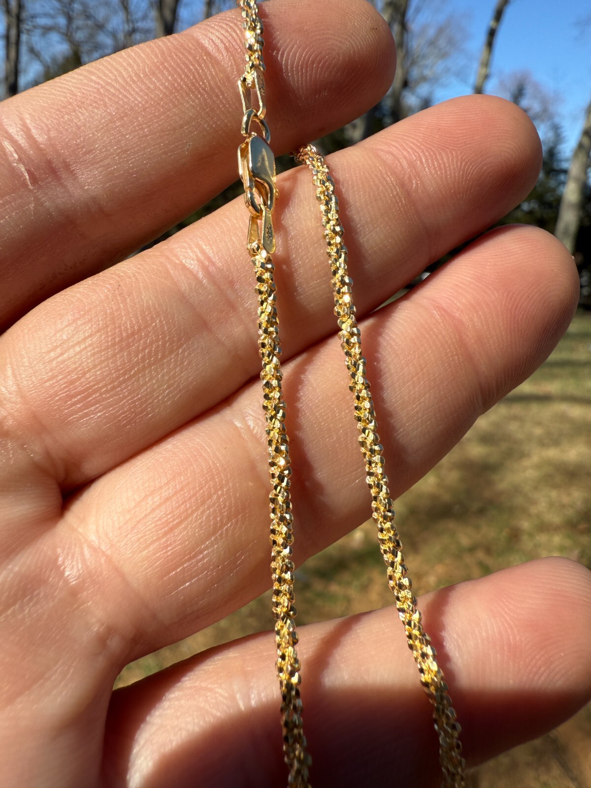 Real Solid 14k Gold Vermeil 925 Silver 3mm Sparkle Rope Bracelet 6-8.5″ Long