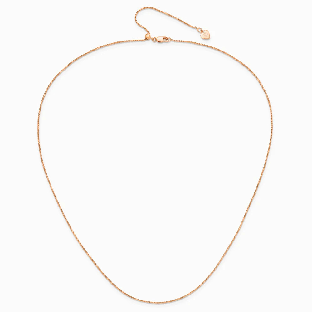 Sterling Silver Rose Gold-Plated Adjustable 1mm Spiga Chain Necklace 22″-30″
