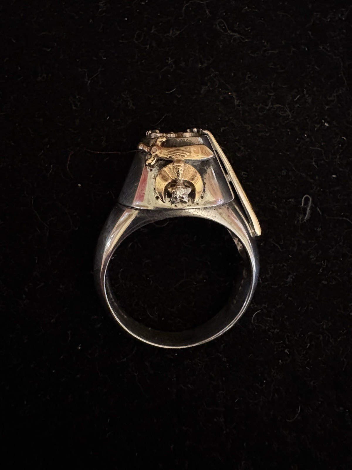 Vintage Sterling & 14K Gold Shriners India Fez Hat Size 12.0 Ring – 15.65 Grams