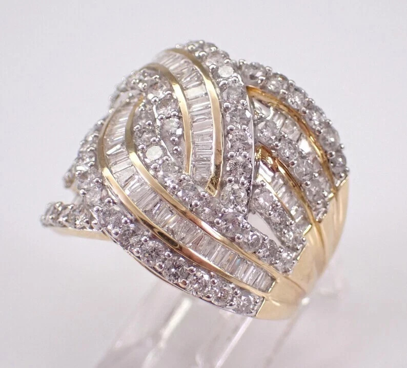 2Ct Round/Baguette Cut Lab Created Diamond Wedding Ring 14K Two-Tone Gold Plated