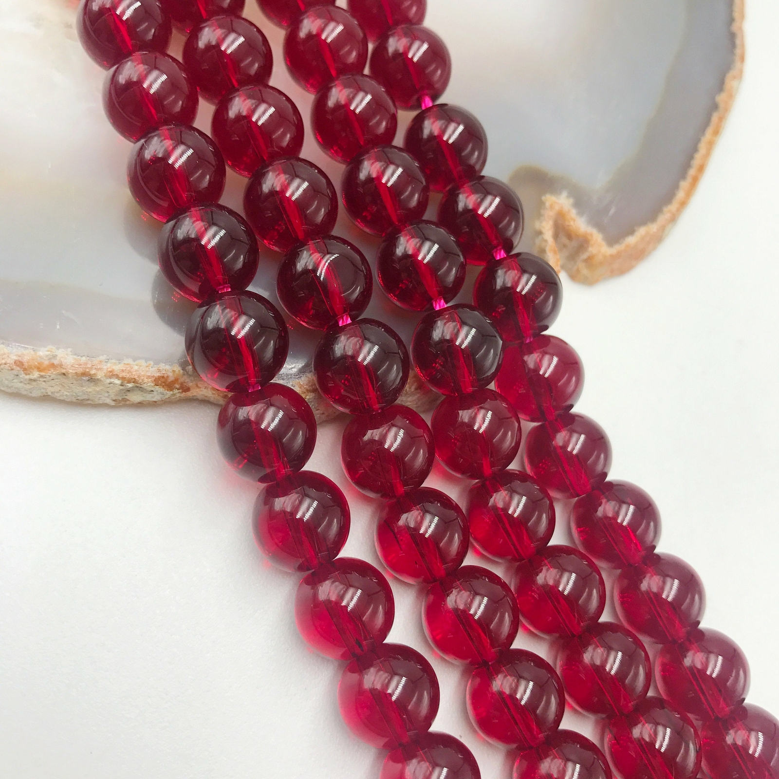 Red Ruby Dyed Quartz Smooth Round Beads 6mm 8mm 10mm 15.5″ Strand
