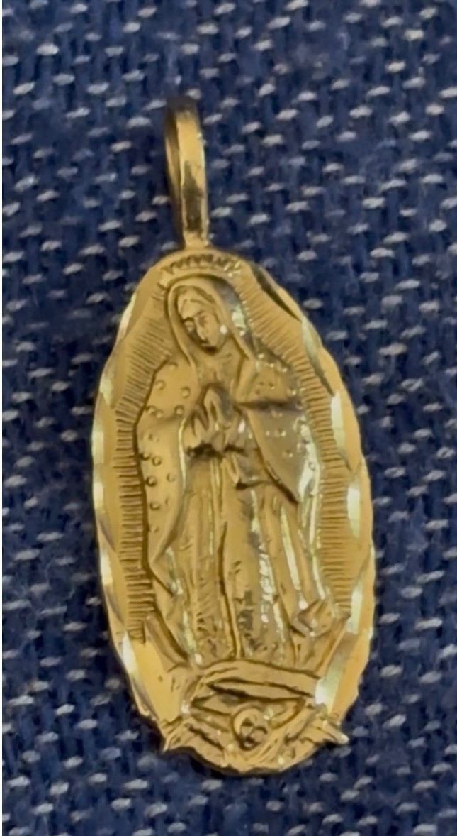 14K Yellow Gold Religious Virgin Mary Guadalupe Pendant Charm For Necklace Chain