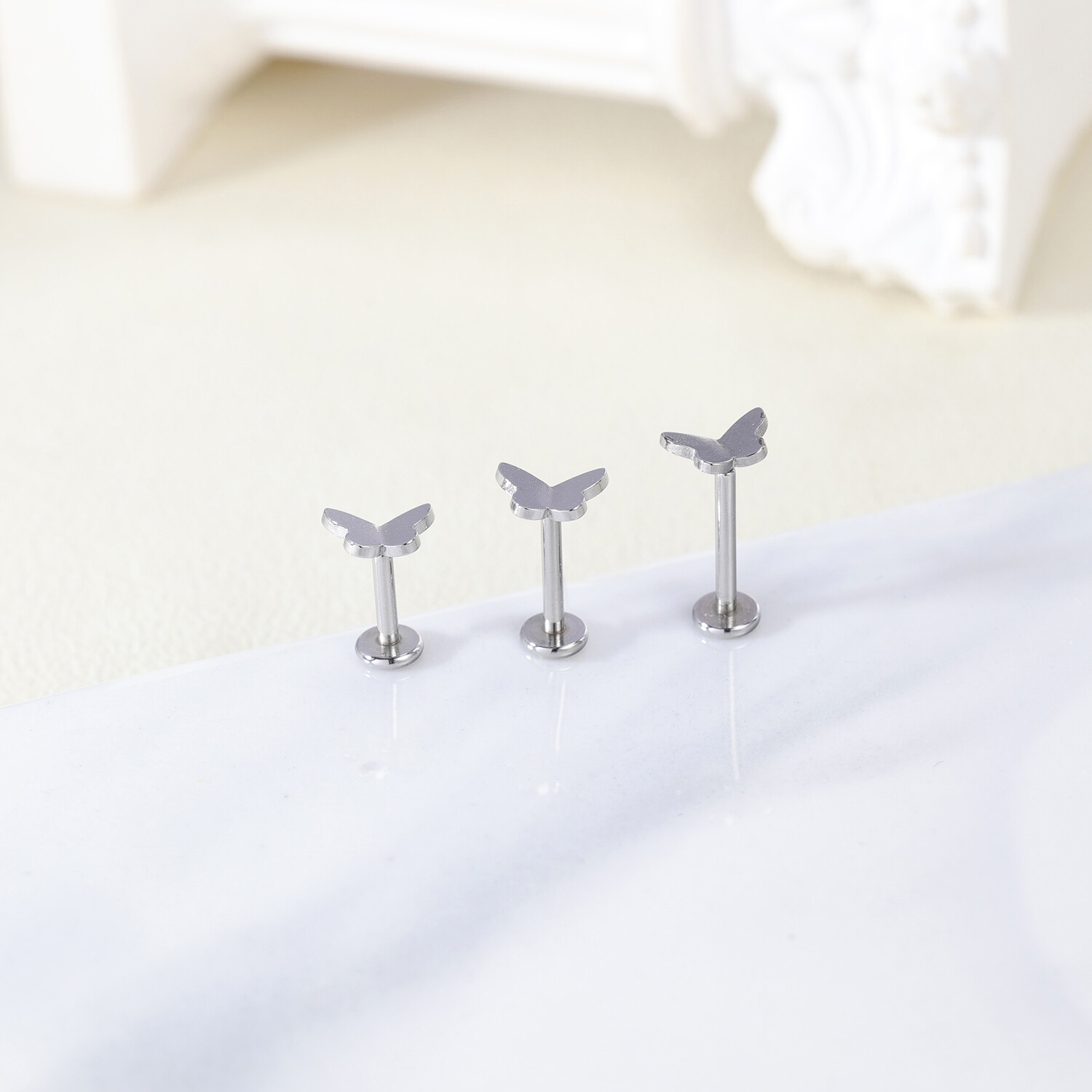 16g Stainless Steel Labret Lip Studs CZ Tragus Earrings Medusa Monroe Piercing
