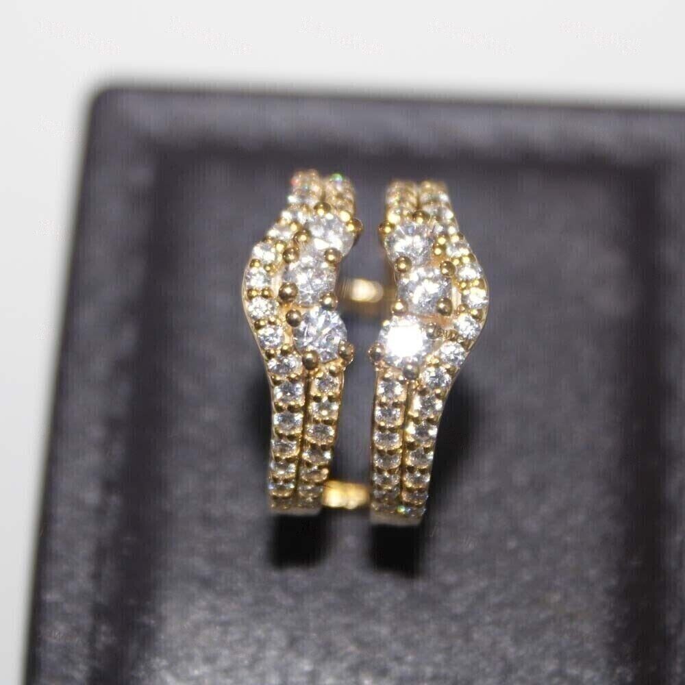 2 Ct Round Cut Diamond Simulated Enhancer Wedding Ring 14K Yellow Gold Plated