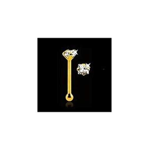 10K Solid Gold nose bone pin ring stud 1.8mm Square 22G