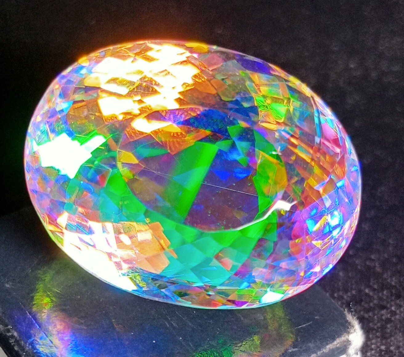 Mystic Topaz Natural Rainbow Certified Oval Cut Excellent 67.80Ct Loose Gemstone