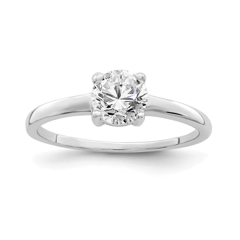 Sterling Silver Rhodium-Plated Solitaire Round CZ Ring