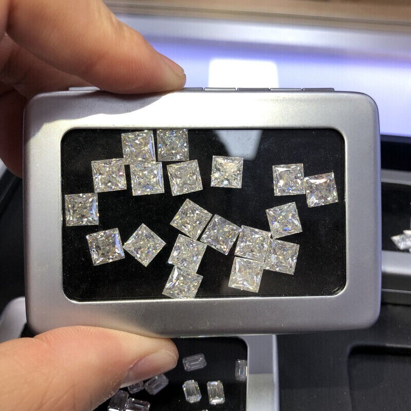 GRA Certified Loose Moissanite Princess Square Cut Stones D VVS1 All Sizes