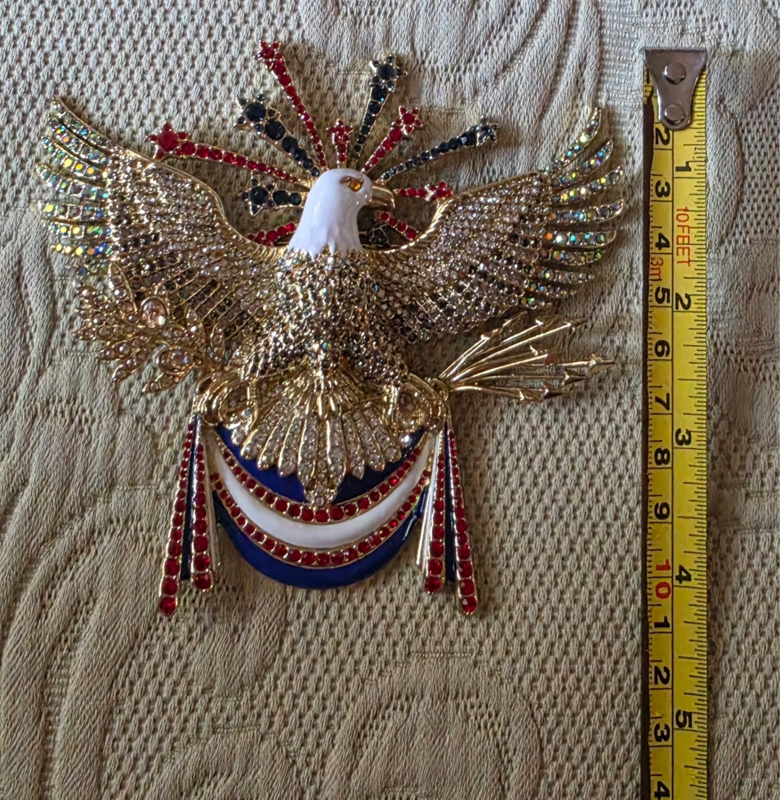 New Heidi Daus Pin Brooch American Eagle Freedom Reigns Patriotic USA 4th July
