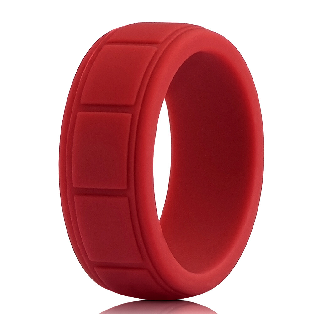 Medical Grade Silicone Wedding Ring Men’s Flex Fit Sport Rubber Band Size 8-13#