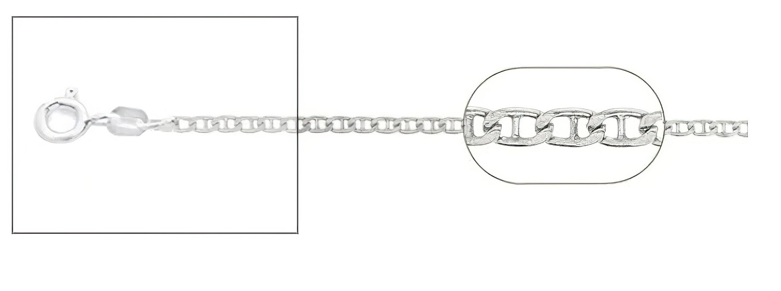 Italian Made Mariner Link Chain 080-3.0MM .925 SOLID Sterling Silver Necklace