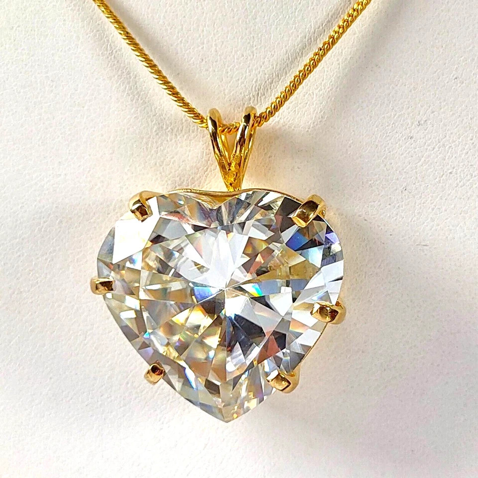 RARE 20 Ct Certified Off White Treated Diamond Solitaire Pendant in 925 Silver