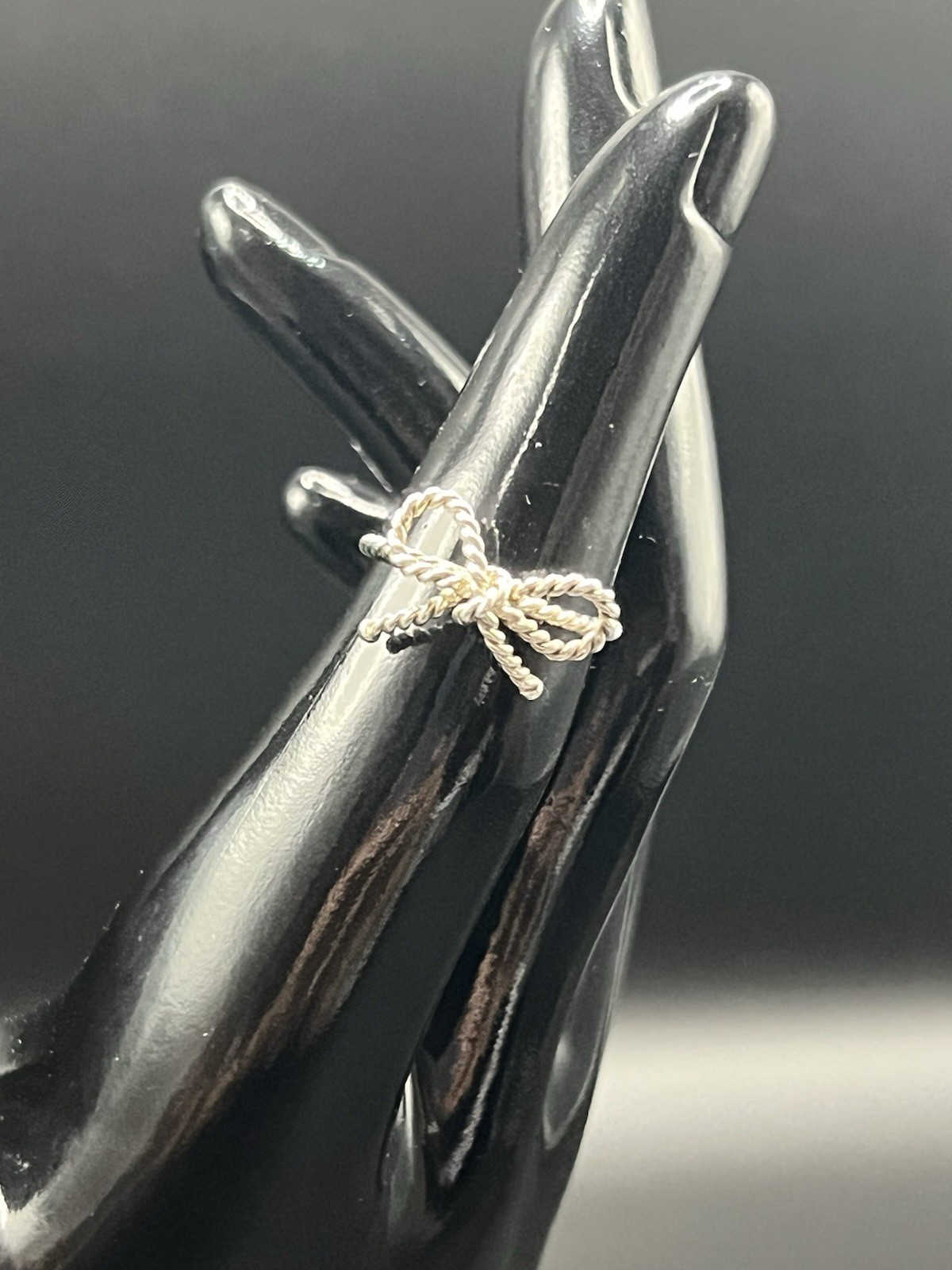 Tiffany & Co. 925 Sterling Silver Rope Bow Band Ring Size 6.5 Signed