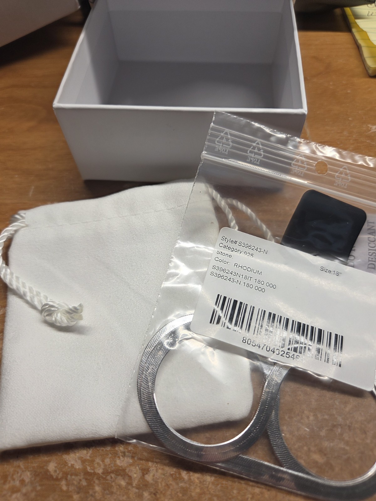 NIB Milor Italian Sterling Silver Herringbone Necklace, 18 inch, FREE Shipping