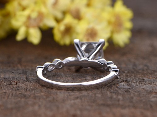 Princess Cut Lab Grown Diamond Wedding Ring 14K White Gold 2.12 Ct
