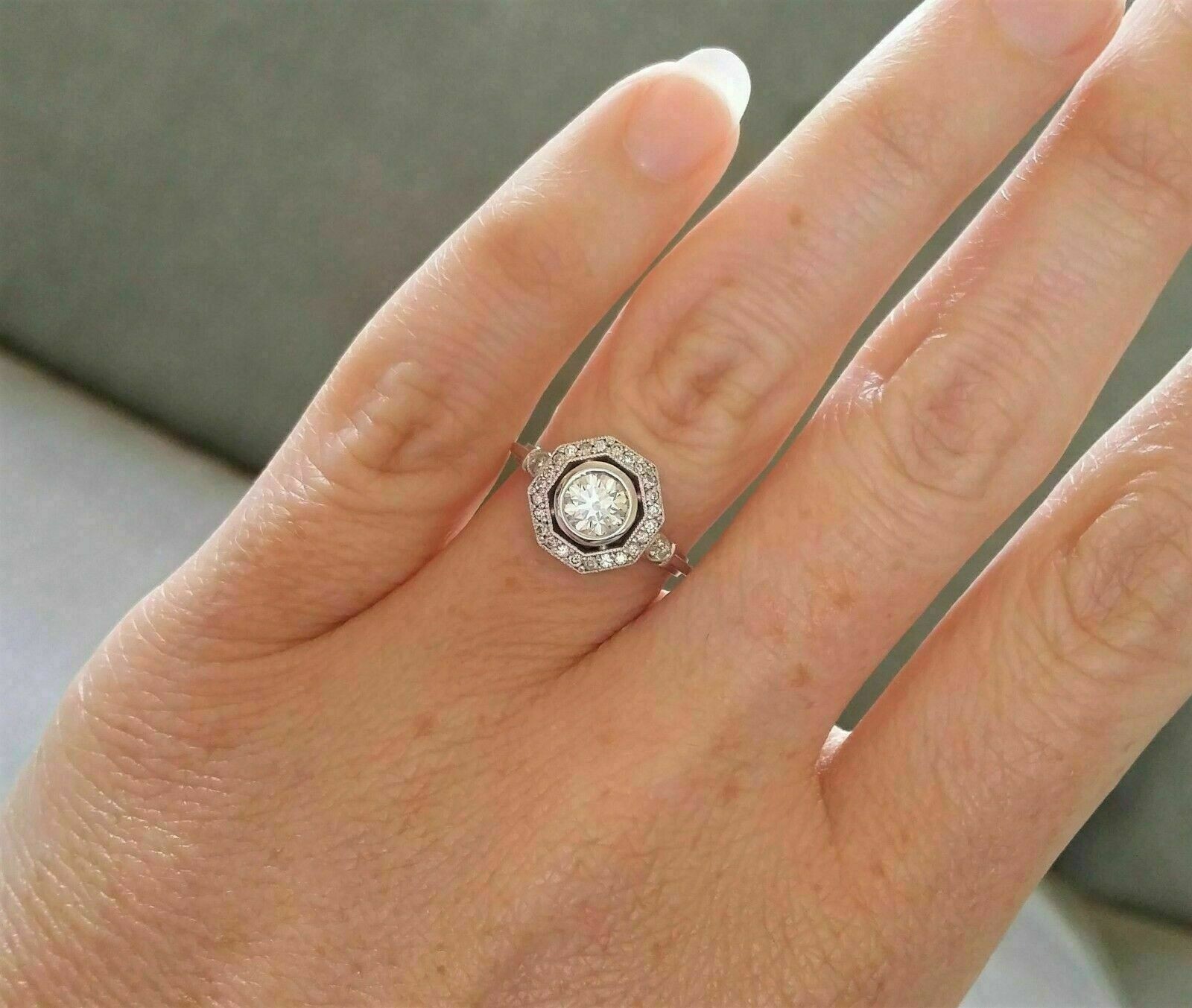 2Ct Lab Created Diamond Antique Engagement Ring 14K White Gold Over