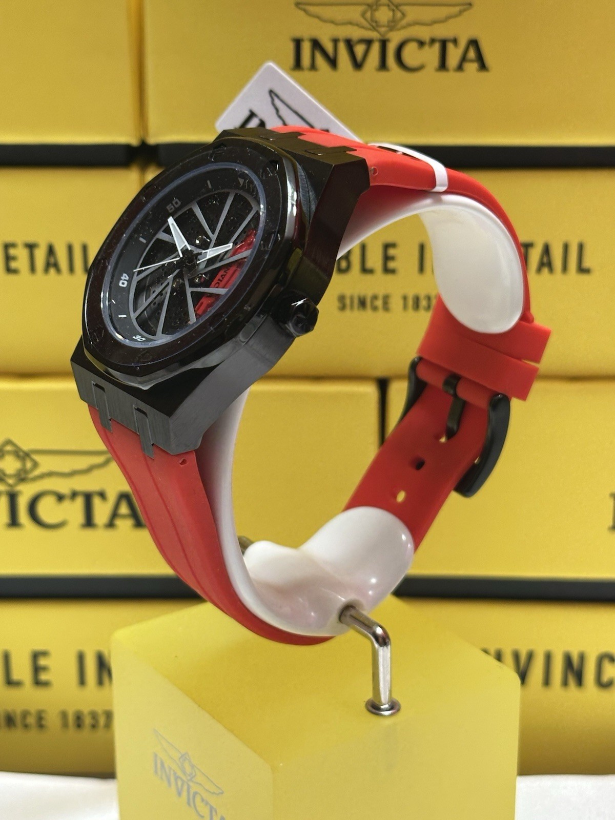 Invicta 69491 Men’s Black & Red brake caliper accent Quartz Watch New Box & Tags