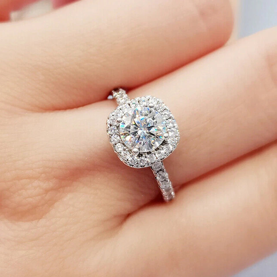 2.00Ct Round Cut Lab Created Moissanite Ring For Her 14K White Gold Plated