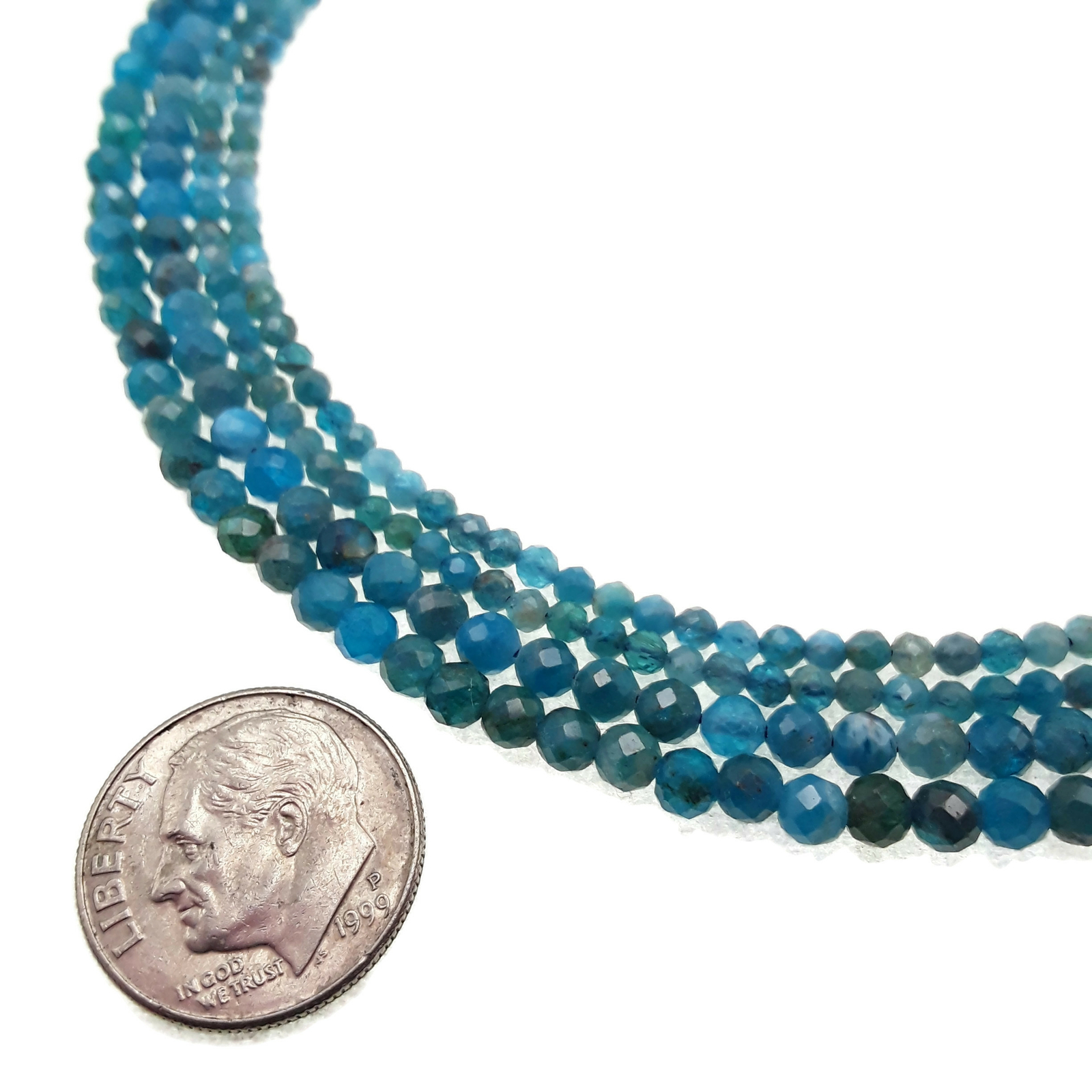 Natural Blue Apatite Faceted Round Beads 2mm 3mm 4mm 15.5″ Strand