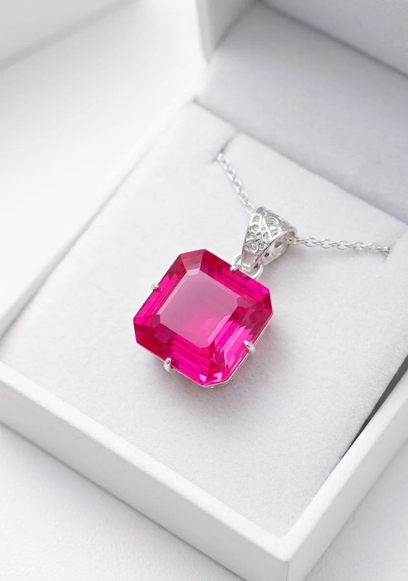 27 Ct Certified Natural Pink Sapphire Gemstone 925 Sterling Silver Pendant