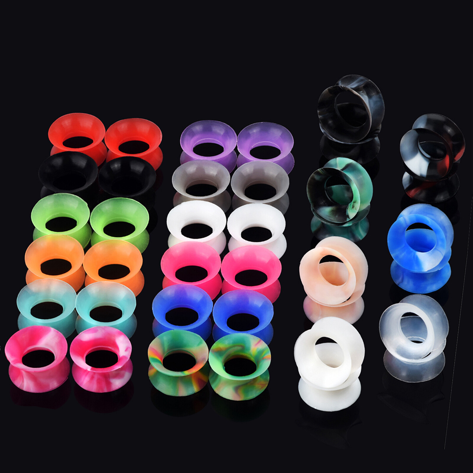 20Pcs Thin Silicone Earskin Tunnels Flexible Ear Gauge Kit Expander Plug 2g-3/4″