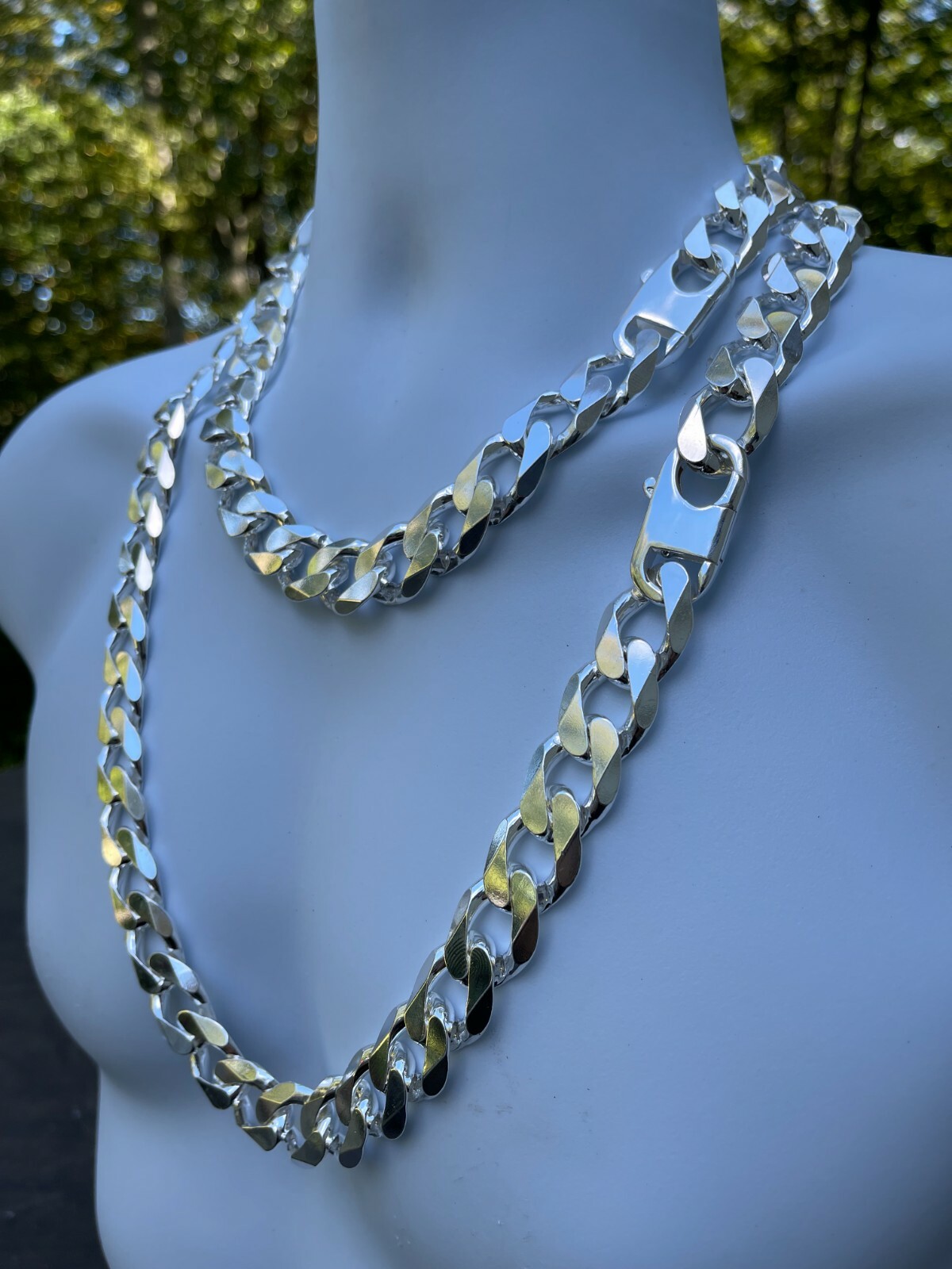 Real Solid 925 Silver 18mm Men’s Hip Hop Miami Cuban Curb Link Chain Or Bracelet