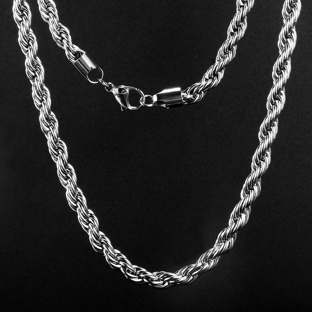 8/10mm Wide 316L Stainless Steel Women Men Rope Chains Necklaces 16”-47”