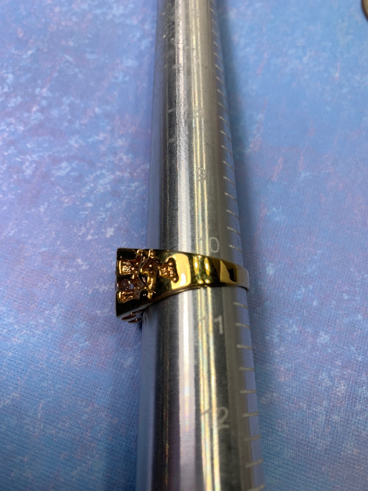 Signed SETA male or female ring with clear crystal, goldtone (NOS without tags)