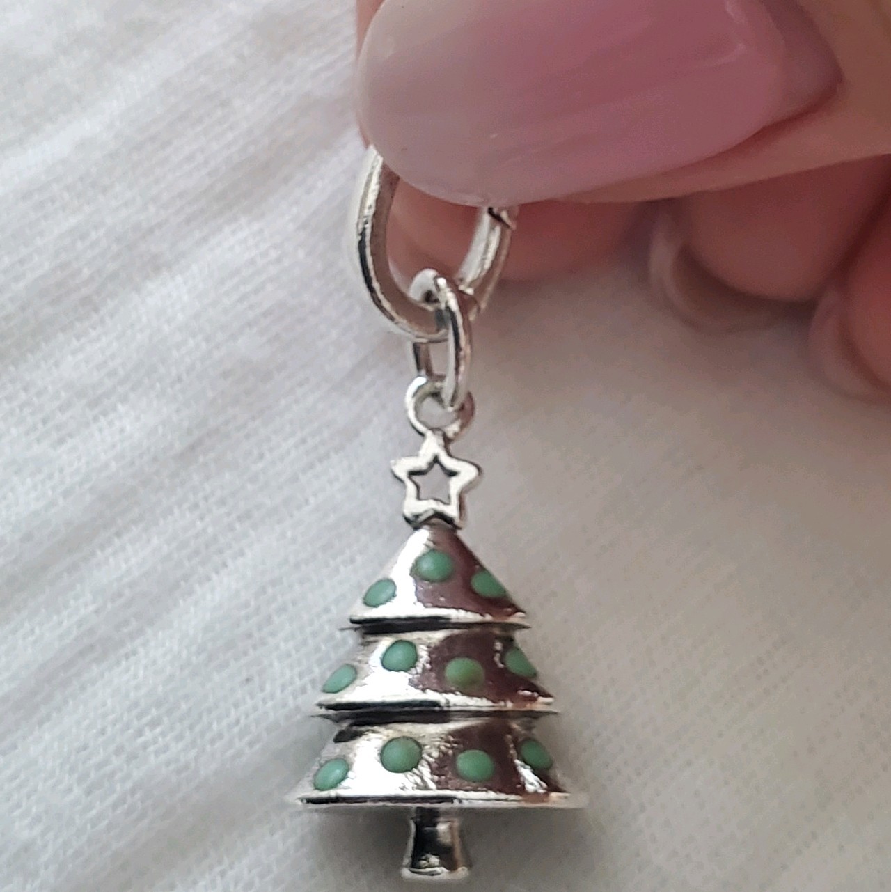 RARE Retired Tiffany & Co. Sterling Silver Enamel Christmas Tree Charm 925