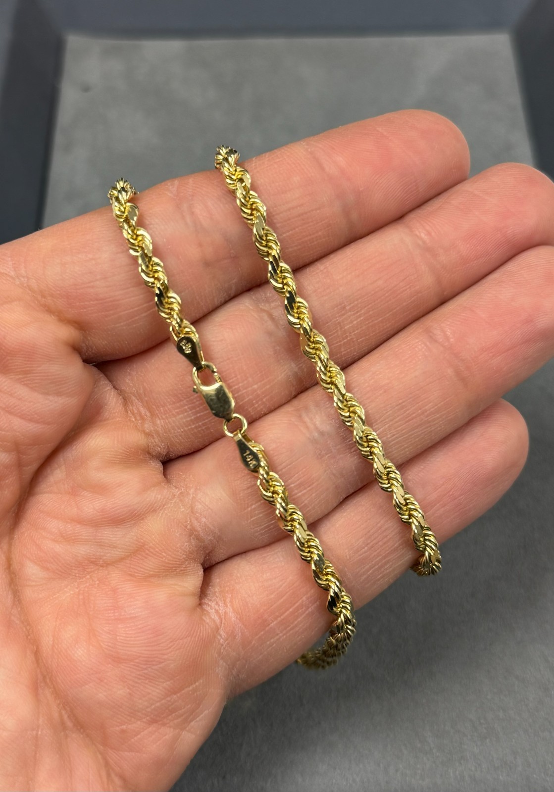 14k Solid Gold Diamond Cut 4mm Rope Chain 22” Inches 26.90 Grams