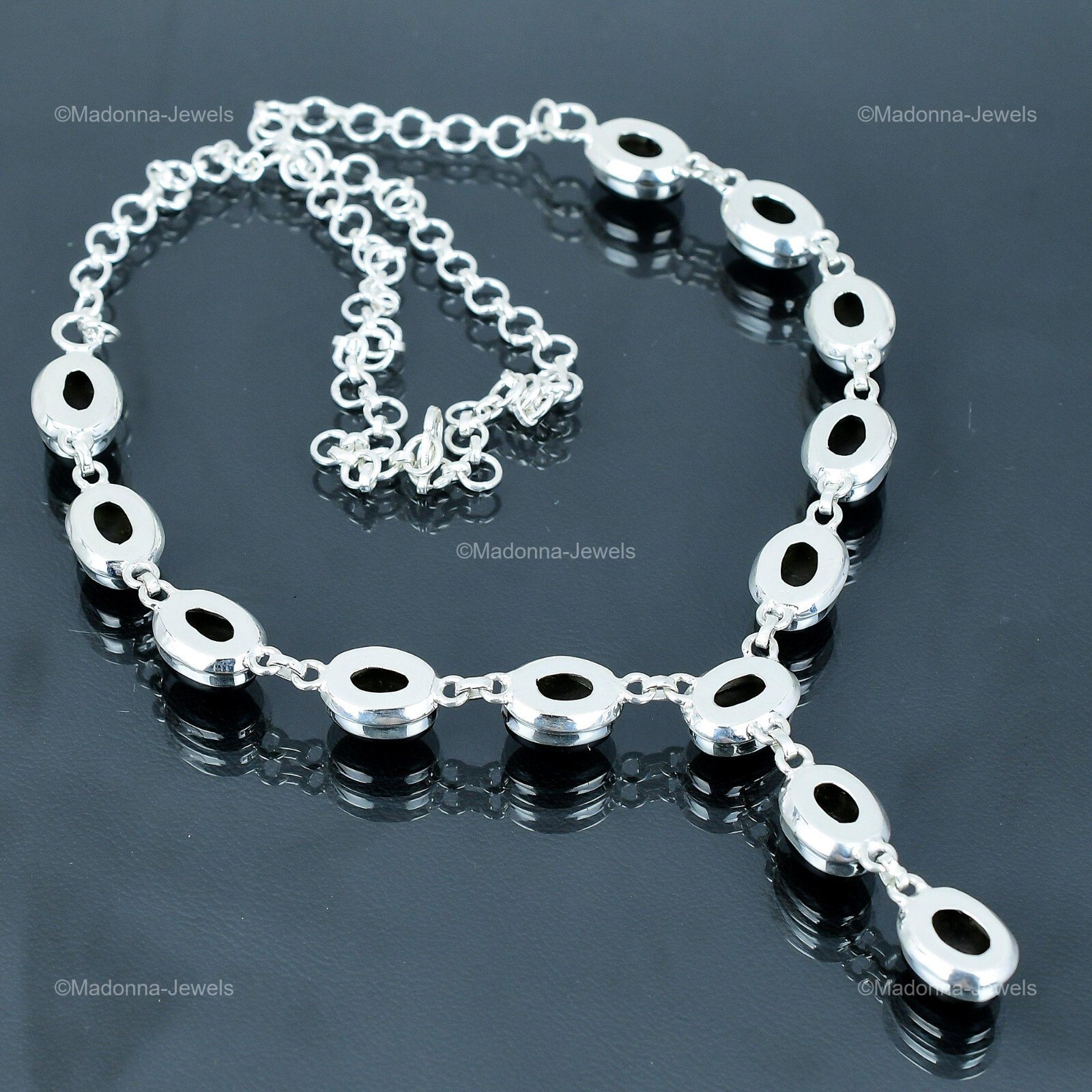 Womens day Sale Sterling Silver Hypersthene Gemstone Chain Boho Necklace Jewelry
