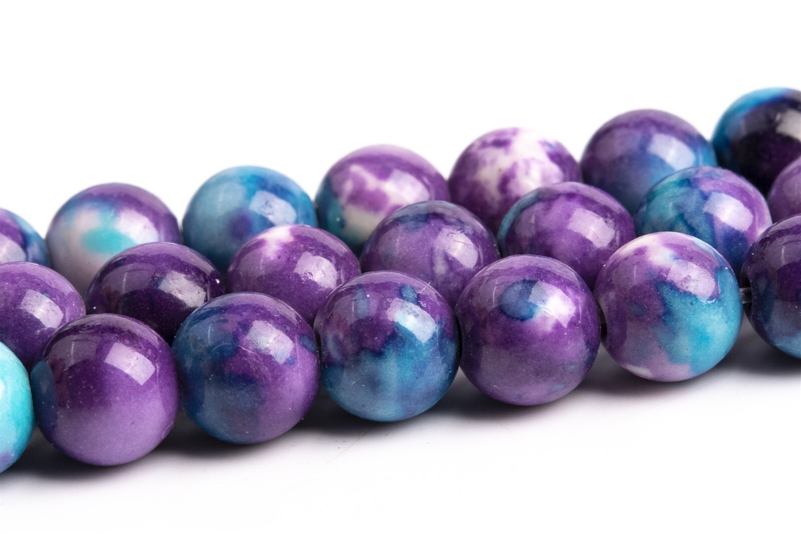 Purple & Blue Rain Flower Jade Beads Round Stone Loose Beads 4/6/8/10/12MM