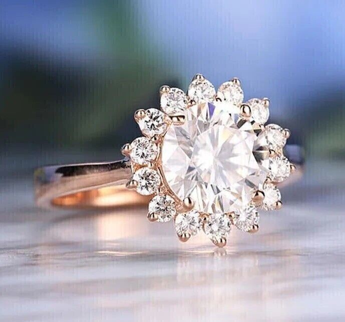2 Ct Round Cut Simulated Diamond Women’s Engagement Ring 14K Rose Gold Plated