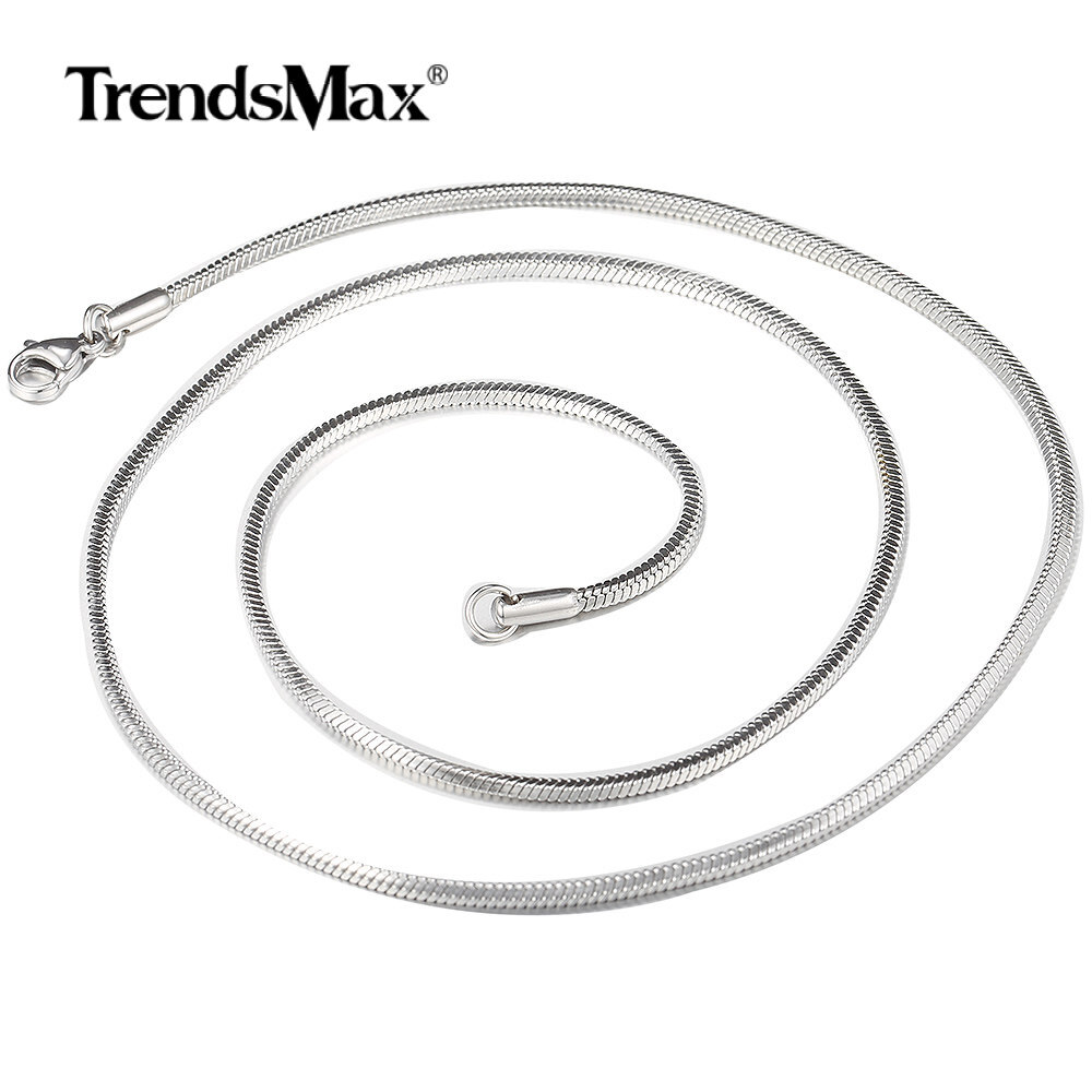 0.9/1.2/1.5/2.0mm Silver Stainless Steel Snake Chain Necklace for Women Men 22″