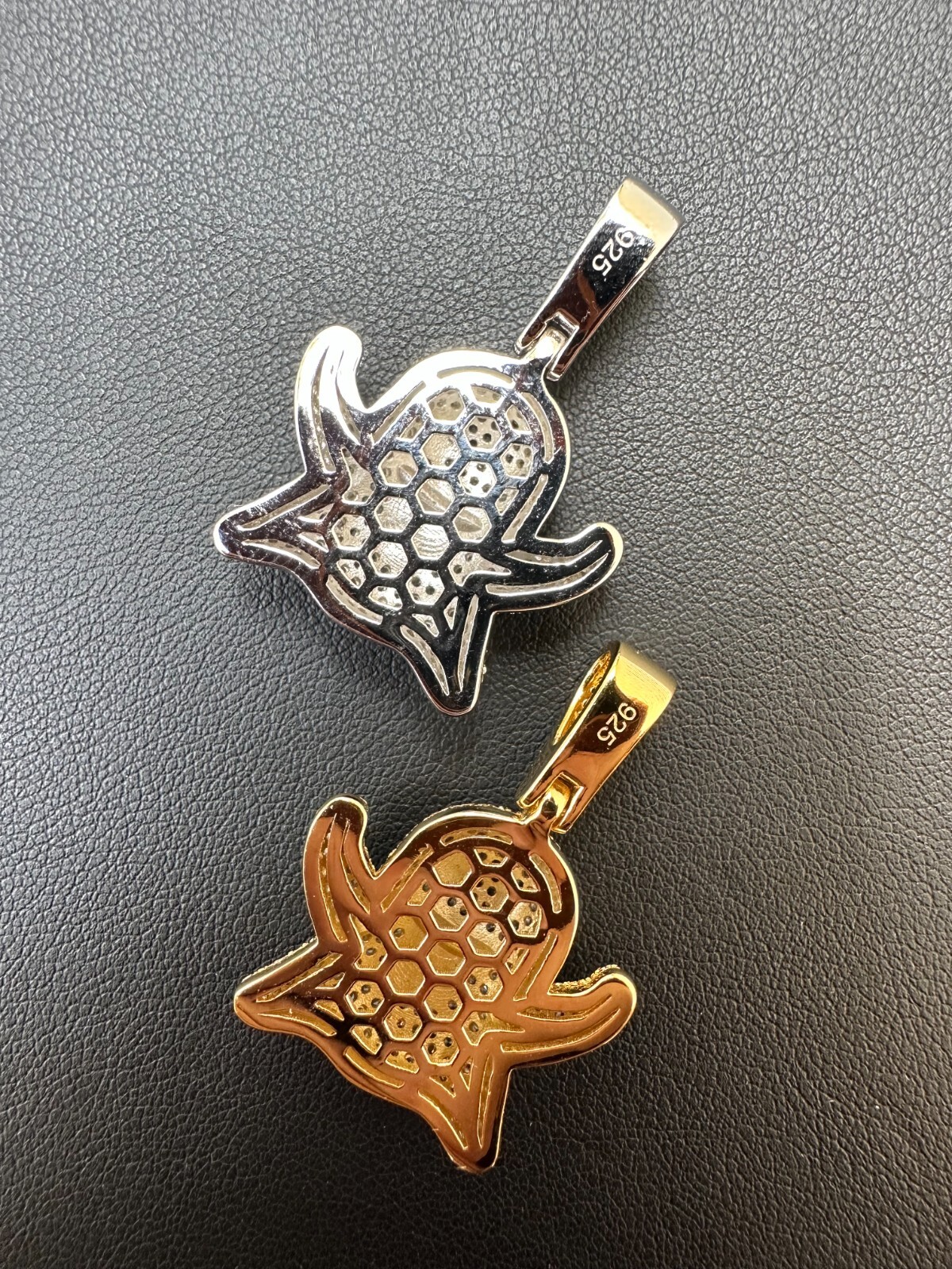 Real 925 Sterling Silver Gold Plated Snapchat Laughing Ghost Piece Pendant CZ