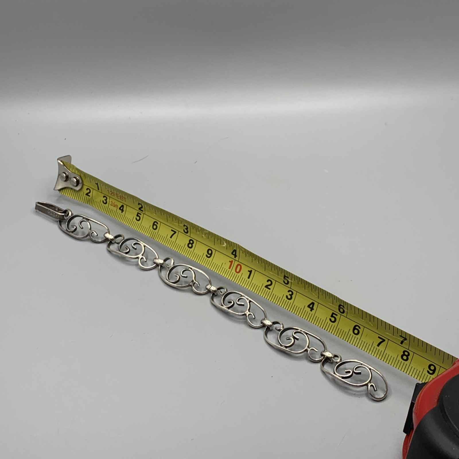 Vintage Handcrafted .925 Sterling Silver Bracelet. 7”L, 9-10mm W, Approx 8.5g