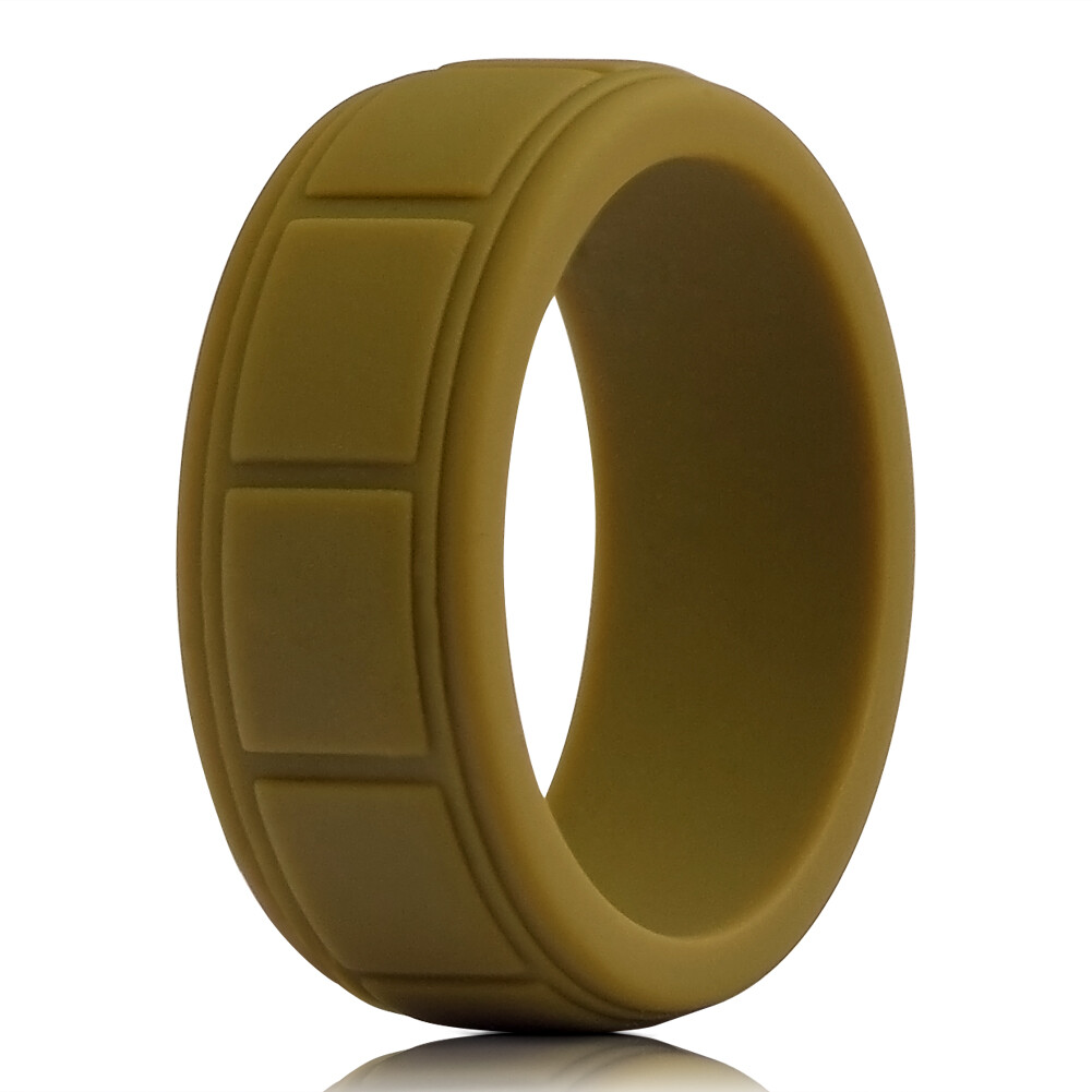 Medical Grade Silicone Wedding Ring Men’s Flex Fit Sport Rubber Band Size 8-13#