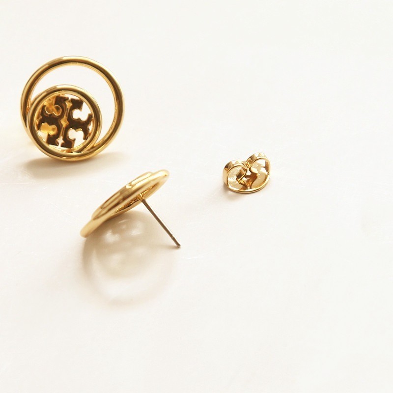 New Tory Golden Classic Double Circle Earring with Jewelry Pouch