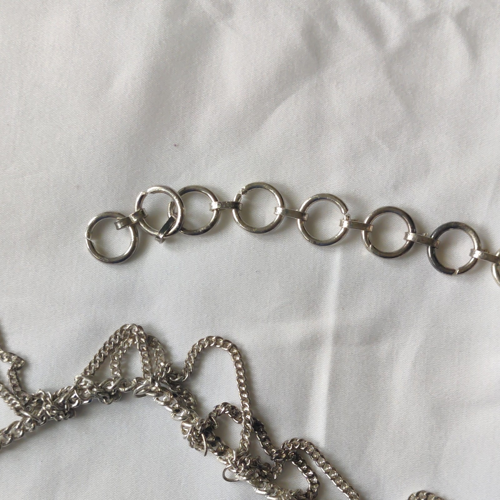 Silver Tone Layered Curb Link Chain Necklace Adjustable Extender Lobster Clasp